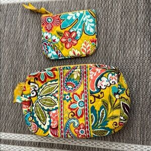 Vera Bradley Yellow-Based Multicolor Paisley Floral Bags - Coin Bag, Cosmetic